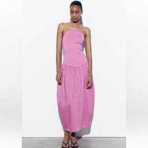 Zara combination halter dress pink/lilac NWT